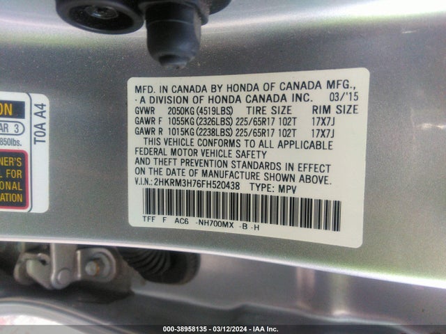 Honda Cr-v Ex-l 2015 2HKRM3H76FH520438 Image 9