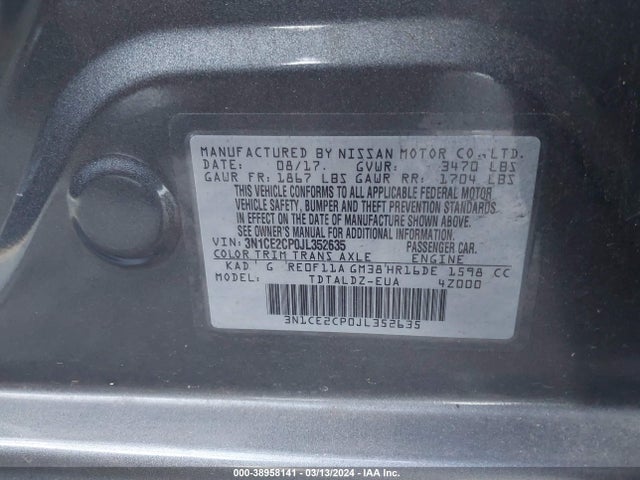 Nissan Versa Note Sv 2018 3N1CE2CP0JL352635 Image 9