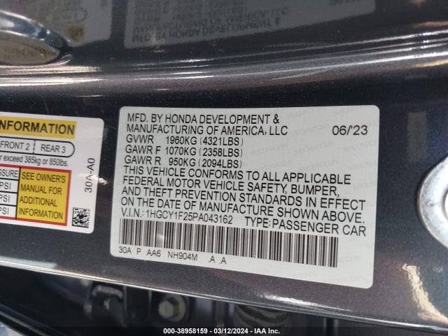 Honda ACCORD LX 2023 1HGCY1F25PA043162 Image 9