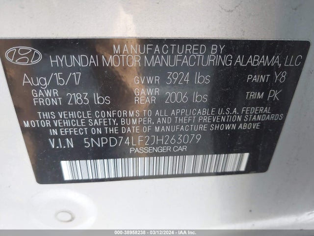 Hyundai ELANTRA SE 2018 5NPD74LF2JH263079 Image 9