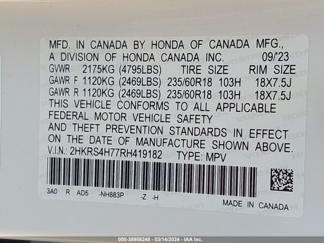 Honda Cr-v Ex-l Awd 2024 2HKRS4H77RH419182 Image 9