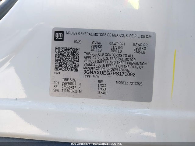 Chevrolet Equinox Awd Lt 2023 3GNAXUEG7PS171092 Image 9