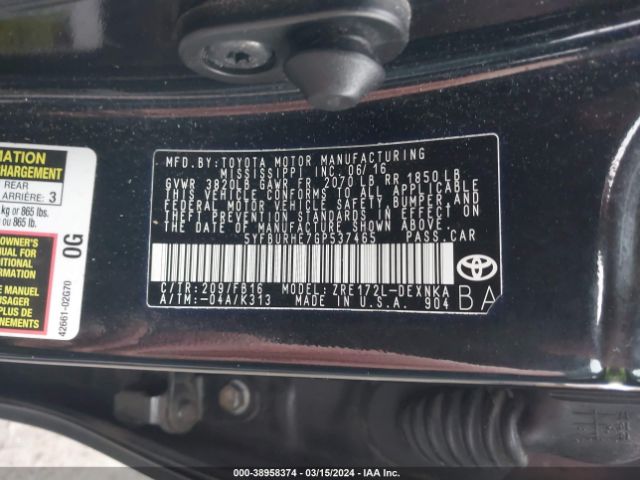 5YFBURHE7GP537465 Toyota COROLLA LE