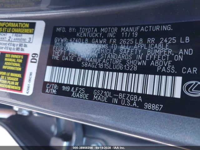 58AGZ1B15LU061328 Lexus Es 350 F Sport