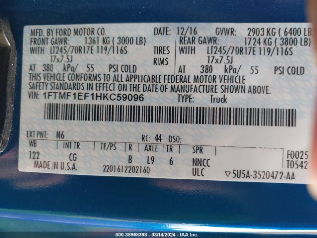 1FTMF1EF1HKC59096 Ford F-150 Xl