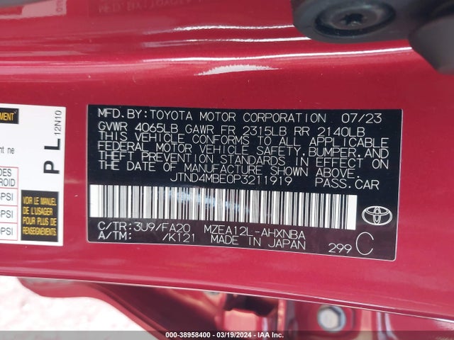 Toyota COROLLA SE 2023 JTND4MBE0P3211919 Image 9