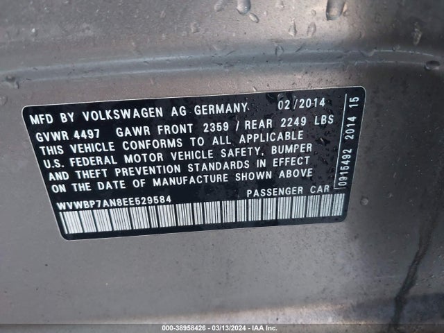 WVWBP7AN8EE529584 Volkswagen Cc 2.0t Sport
