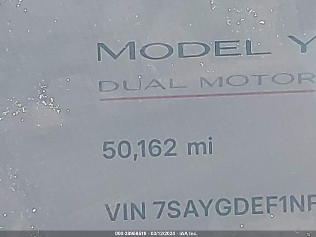 7SAYGDEF1NF441845 Tesla Model Y Performance Dual Motor All-wheel Drive