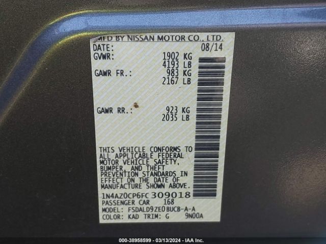 1N4AZ0CP6FC309018 Nissan LEAF SV
