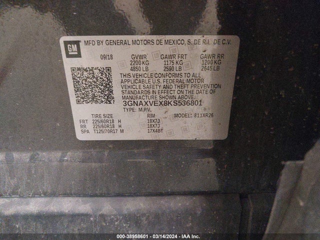 Chevrolet EQUINOX LT 2019 3GNAXVEX8KS536801 Image 9