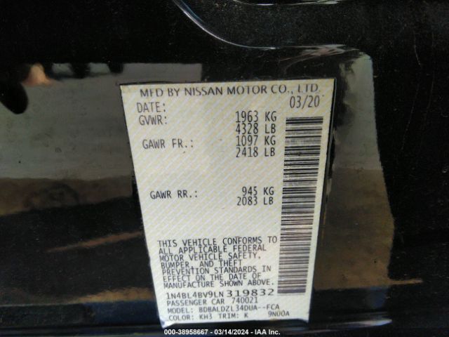 1N4BL4BV9LN319832 Nissan Altima S Fwd