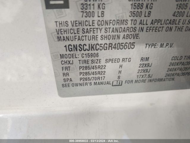 1GNSCJKC5GR405605 Chevrolet Suburban Ltz