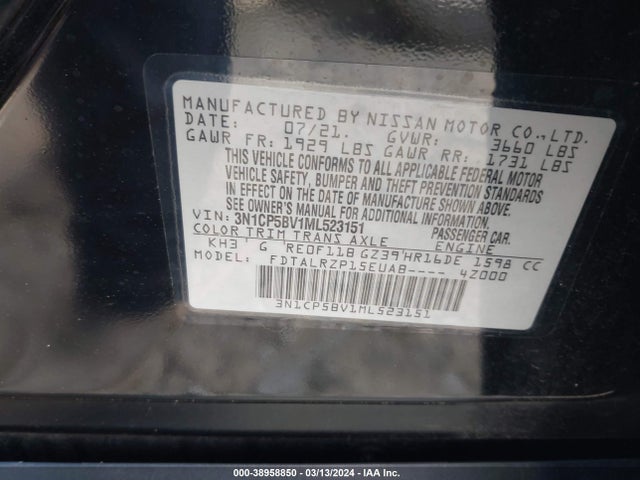 Nissan Kicks S Xtronic Cvt 2021 3N1CP5BV1ML523151 Image 9