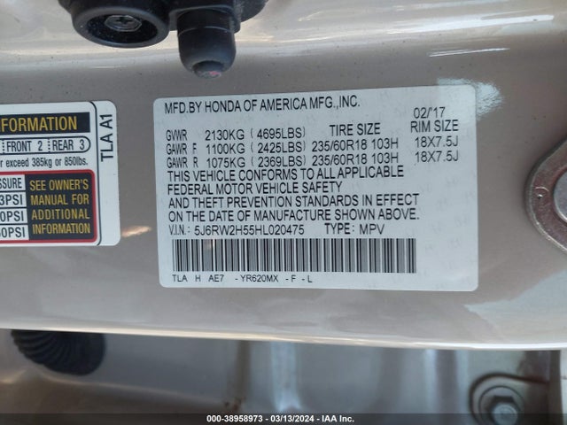 Honda CR-V EX 2017 5J6RW2H55HL020475 Image 9