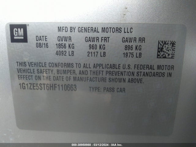 Chevrolet MALIBU 1LT 2017 1G1ZE5ST6HF110663 Image 9