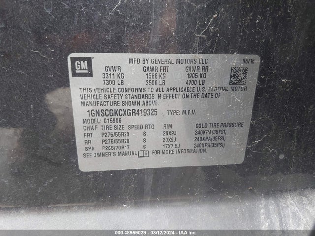 Chevrolet Suburban Ls 2016 1GNSCGKCXGR419325 Image 9