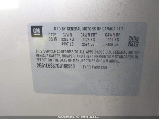 2G61L5S37G9108960 Cadillac Xts Standard