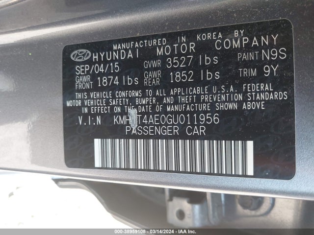 Hyundai ACCENT SE 2016 KMHCT4AE0GU011956 Image 9