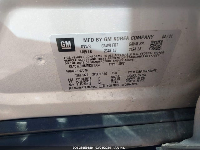 Buick Encore Awd Preferred 2021 KL4CJESM6MB371384 Image 9