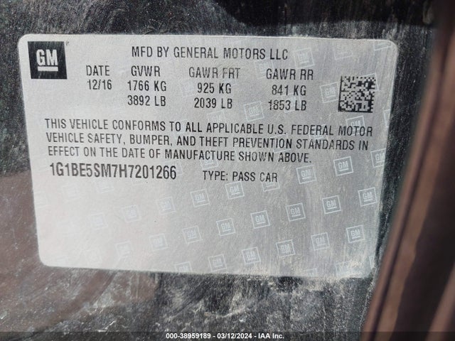 Chevrolet Cruze Lt Auto 2017 1G1BE5SM7H7201266 Image 9