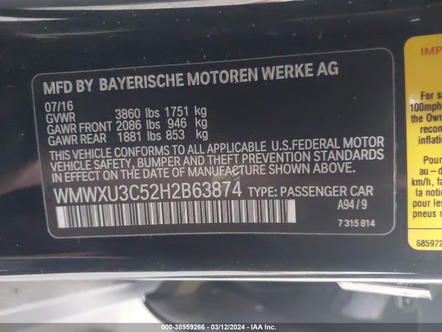 WMWXU3C52H2B63874 Mini Hardtop Cooper S