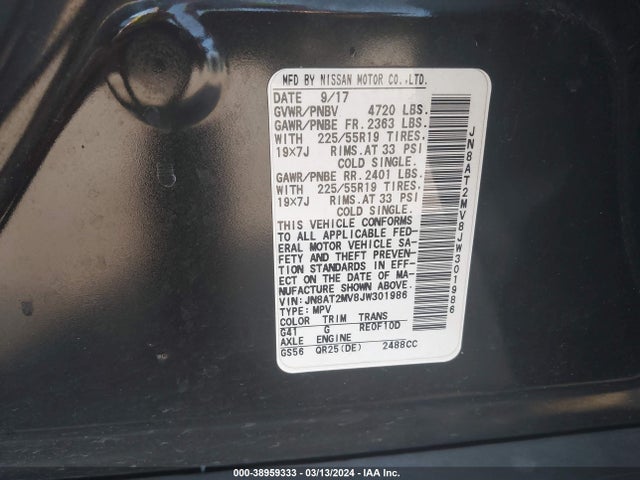 Nissan Rogue Sl 2018 JN8AT2MV8JW301986 Image 9