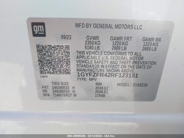 1GYFZFR42RF123151 Cadillac Xt4 Awd Sport