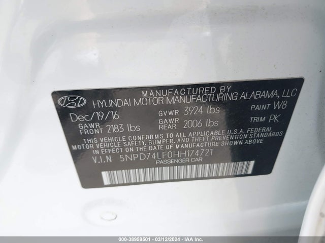 Hyundai ELANTRA SE 2017 5NPD74LF0HH174721 Image 9