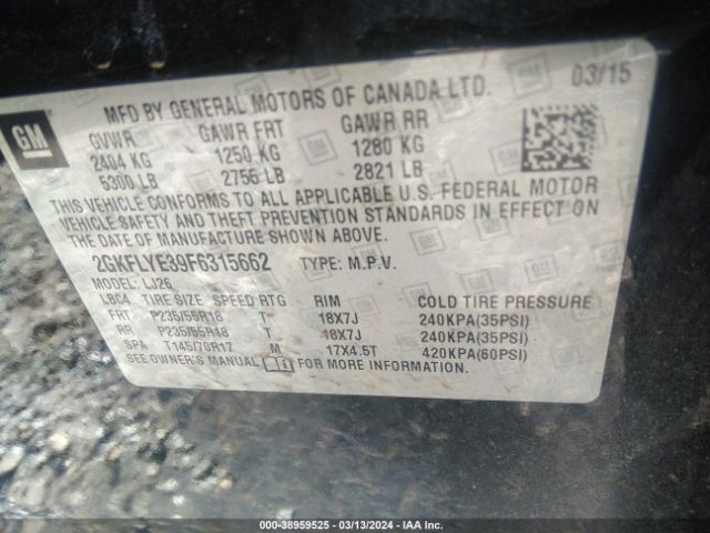 2GKFLYE39F6315662 GMC Terrain Slt-2