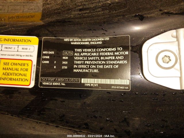2019 ASTON MARTIN DB11 SCFRMFAW8KGL08269 Photo 8