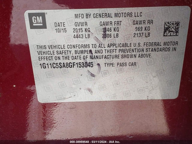 Chevrolet Malibu Limited Lt 2016 1G11C5SA8GF153045 Image 9
