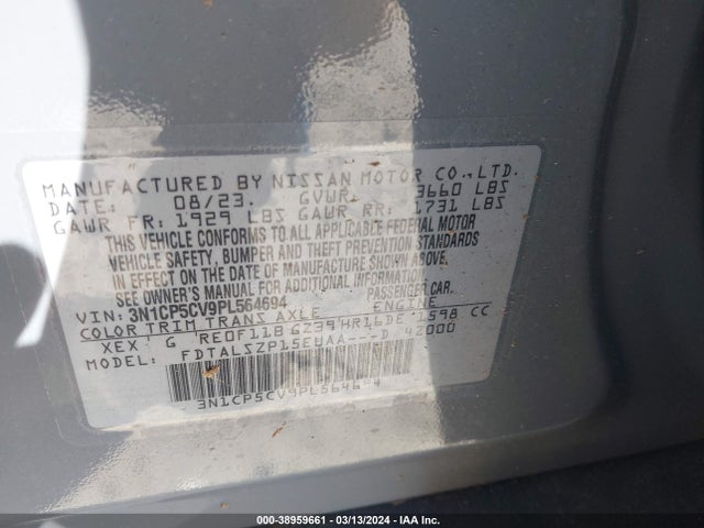 Nissan Kicks Sv Xtronic Cvt 2023 3N1CP5CV9PL564694 Image 9
