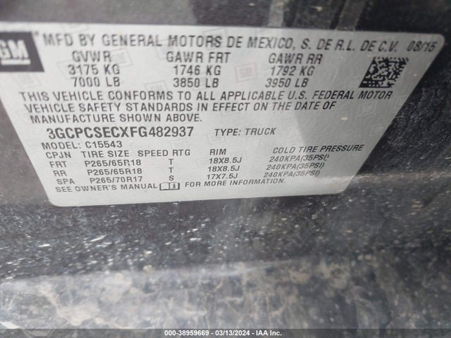Chevrolet Silverado 1500 2lz 2015 3GCPCSECXFG482937 Image 9