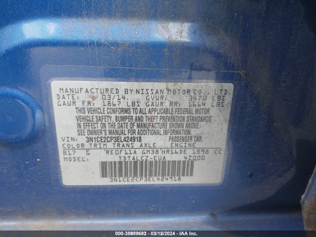 Nissan Versa Note S Plus 2014 3N1CE2CP3EL424918 Image 9