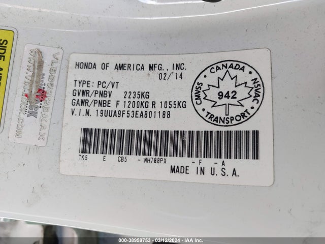 19UUA9F53EA801188 Acura Tl 3.7