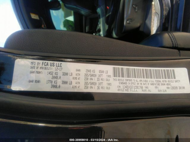 1C4RDHDG7JC261708 Dodge Durango Gt Rwd