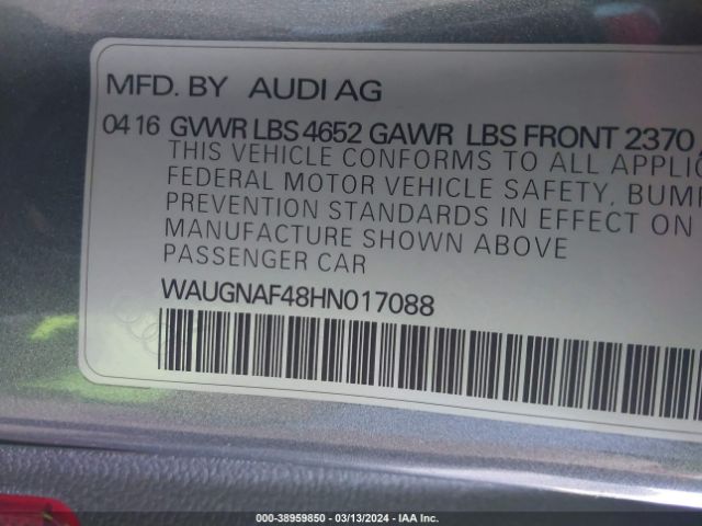 WAUGNAF48HN017088 Audi A4 2.0t Premium