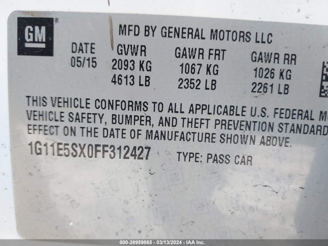 Chevrolet Malibu 3lt 2015 1G11E5SX0FF312427 Image 9