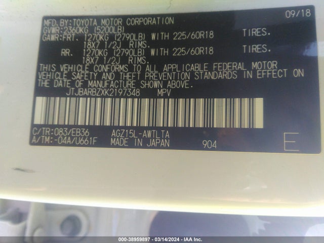 JTJBARBZXK2197348 Lexus Nx 300 F Sport