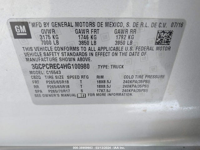 Chevrolet Silverado 1500 1lt 2017 3GCPCREC4HG100980 Image 9