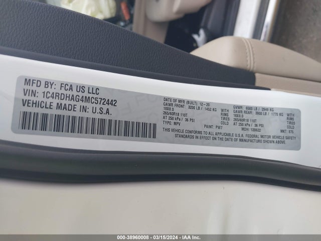 Dodge Durango Sxt Plus Rwd 2021 1C4RDHAG4MC572442 Image 9