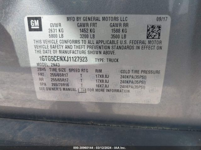 1GTG5CENXJ1127923 GMC CANYON SLE