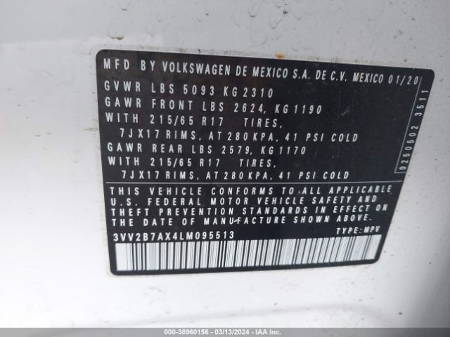2020 VOLKSWAGEN TIGUAN 3VV2B7AX4LM095513 Photo 8
