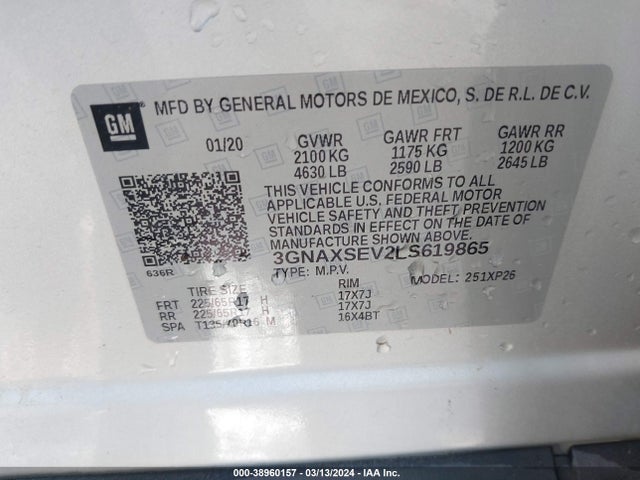 Chevrolet Equinox Awd Ls 2020 3GNAXSEV2LS619865 Image 9