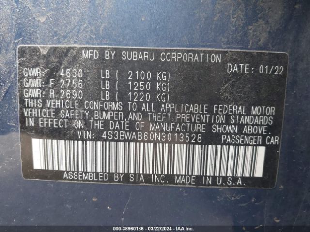 4S3BWAB60N3013528 Subaru Legacy