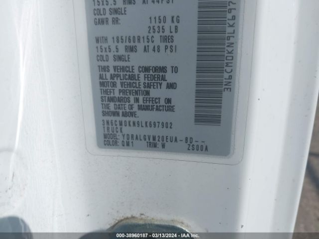 3N6CM0KN9LK697902 Nissan Nv200 Compact Cargo Sv Xtronic Cvt
