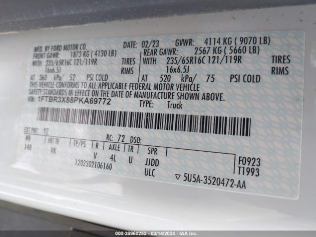 1FTBR3X88PKA69772 Ford Transit-250 Cargo Van