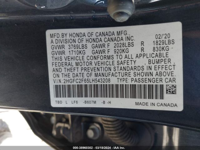 2HGFC2F65LH543208 Honda Civic Lx