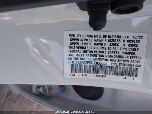 Honda Civic Lx 2020 19XFC2F67LE030505 Image 9