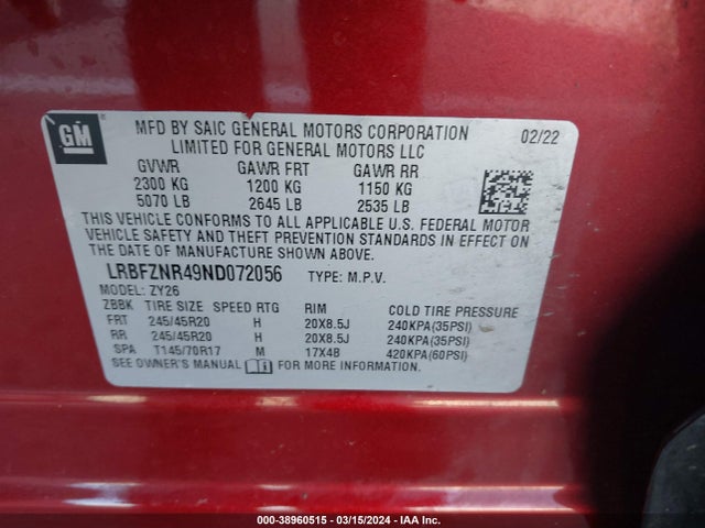 Buick Envision Fwd Essence 2022 LRBFZNR49ND072056 Image 9